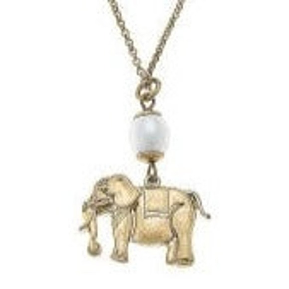 Elephant Pearl Charm Chain Link Necklace - Picture 2 of 2